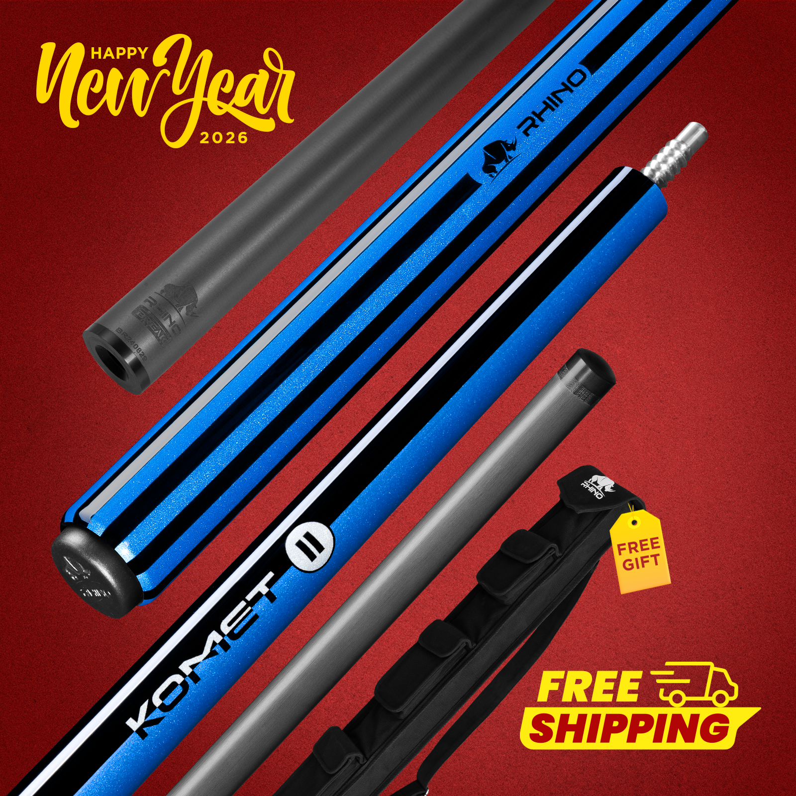 RHINO KOMET II Break Cue - Black & Blue