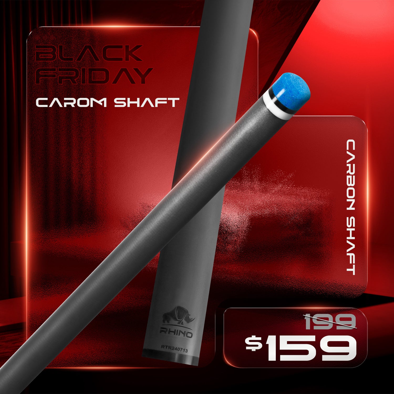 Rhino - 710mm (28'') / 3/8-8 Carbon Carom Single Shaft 12mm