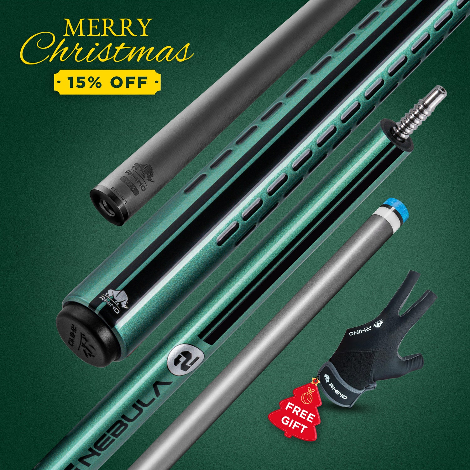 Nebula 2 Pool Cue - Ocean Green - 3D Grip