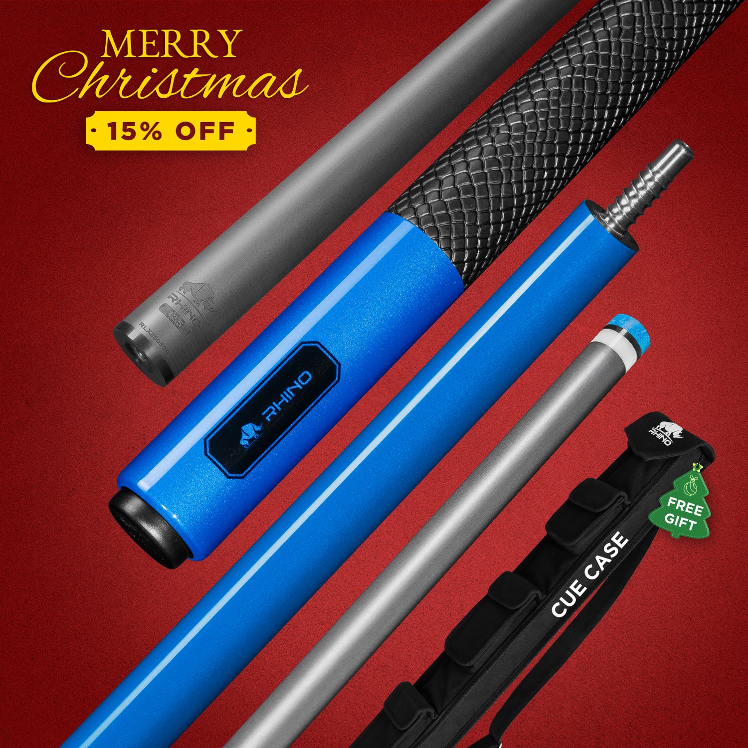 LUMINAX POOL CUE - OCEAN BLUE - SPORT WRAP