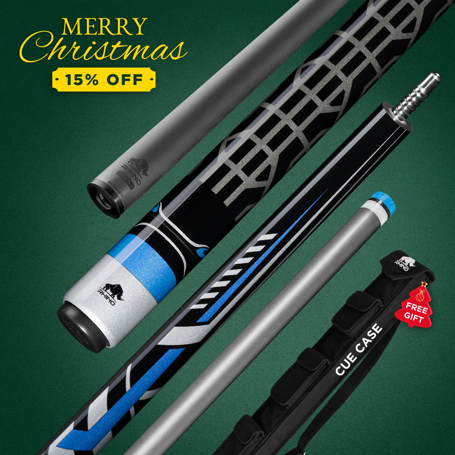 RHINO RACING POOL CUE - VELOCITY BLUE