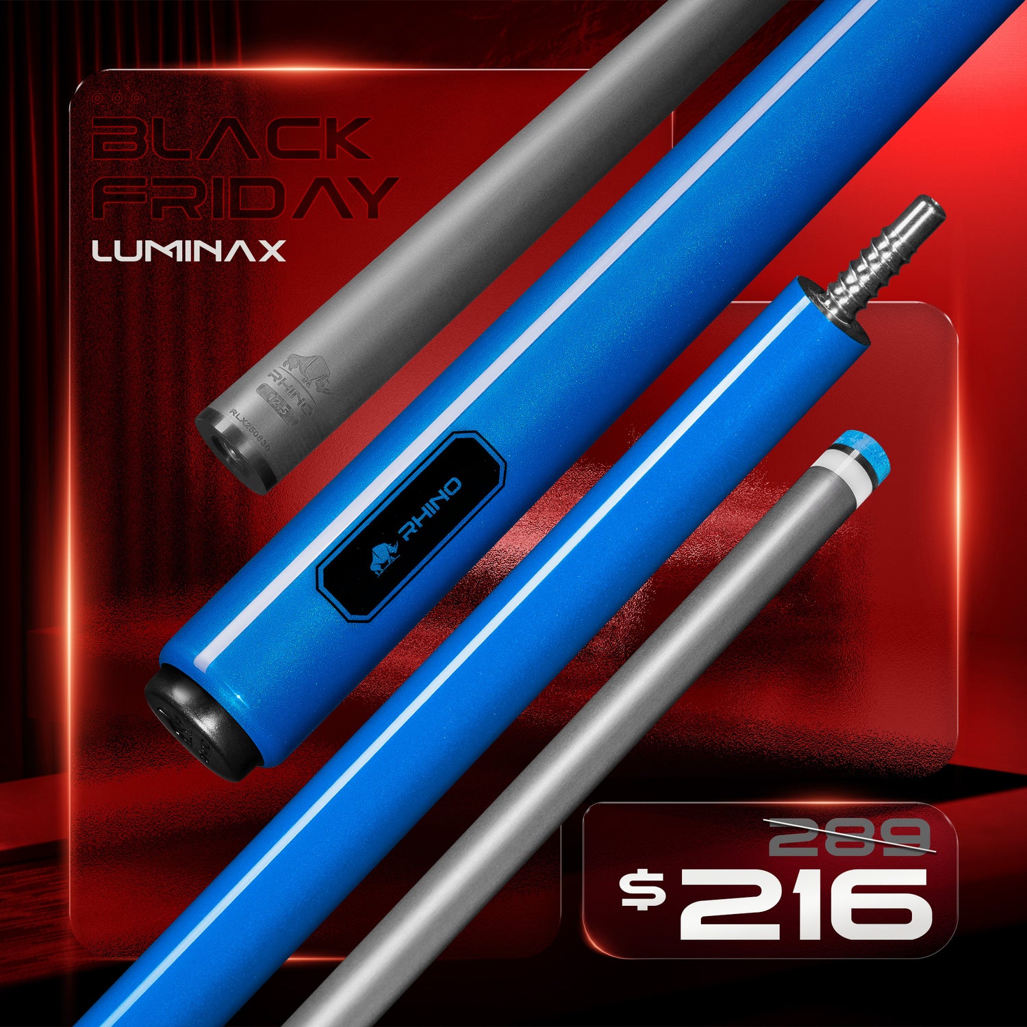 LUMINAX POOL CUE - OCEAN BLUE