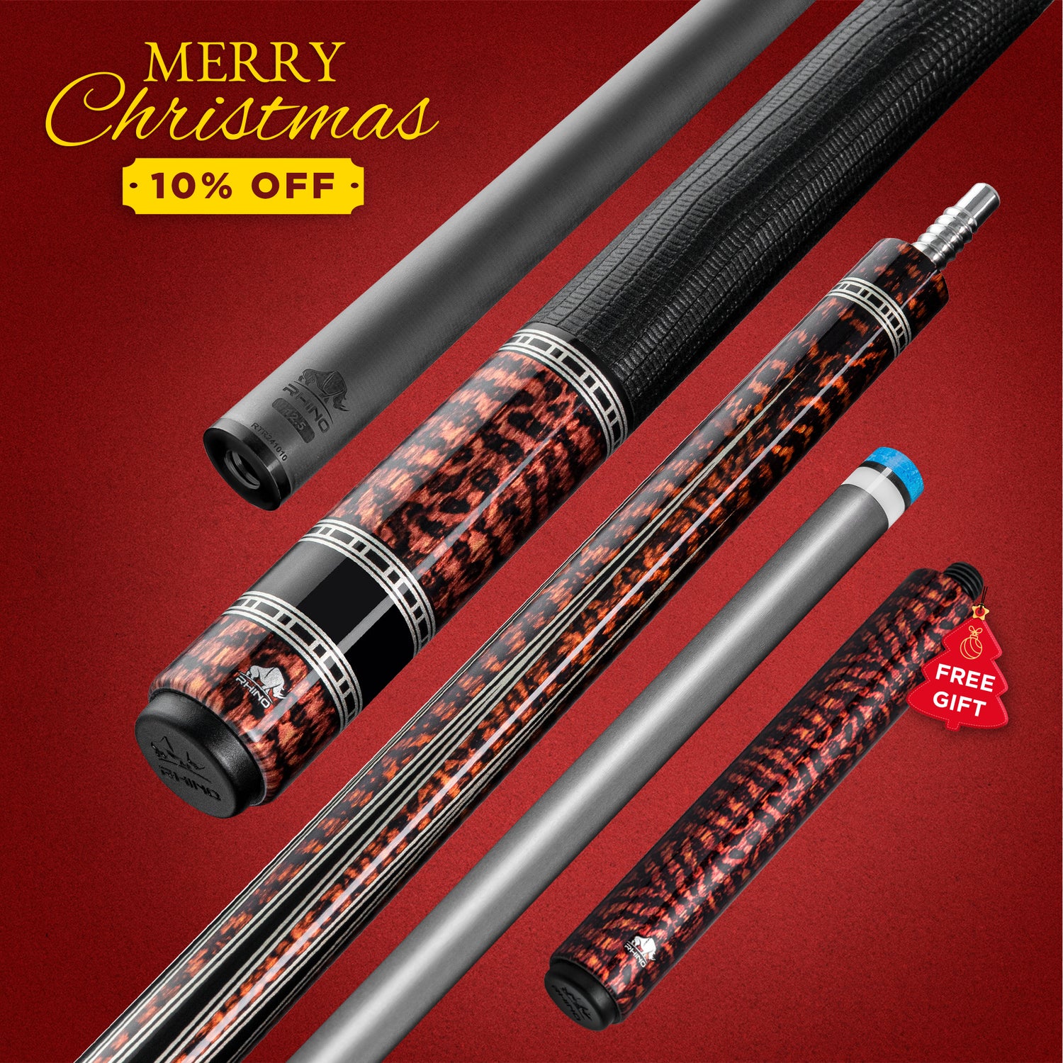 Rhino RETRÔ Pool Cue - Snake - Lizard Embossed Microfiber Leather Wrap & Point