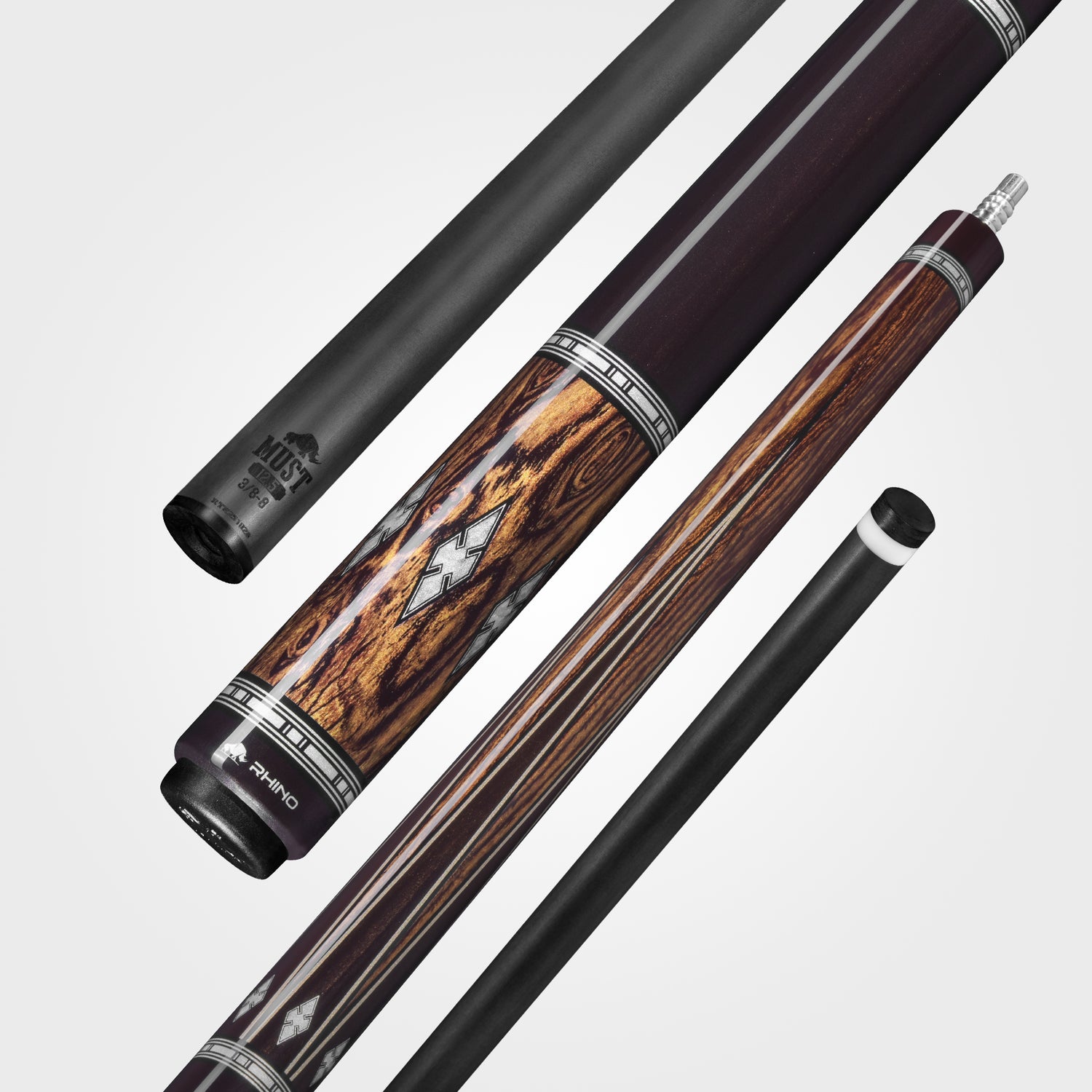 RHINO MUST POOL CUE - MU2 BOCOTE EBONY DIAMOND