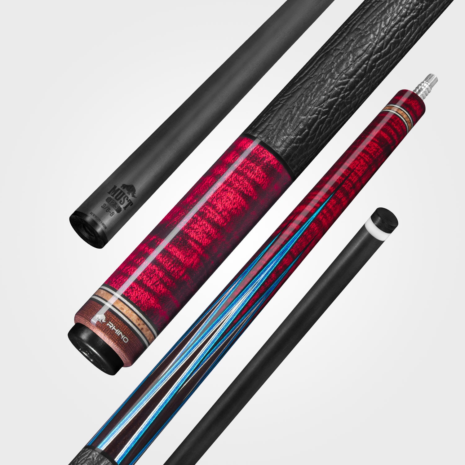 RHINO MUST POOL CUE - MU3 CRIMSON BLUEPOINT