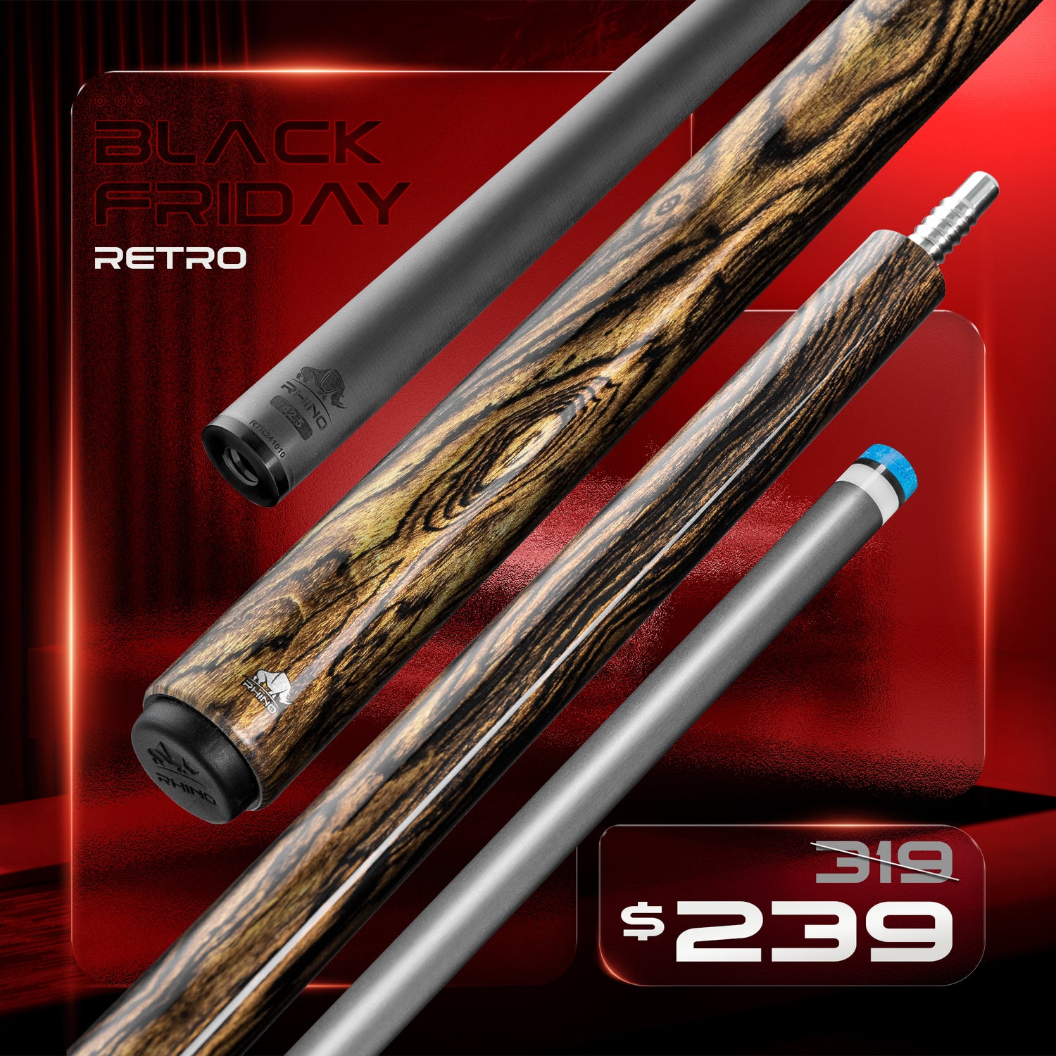 Rhino RETRÔ Pool Cue - Bocote - Wrapless