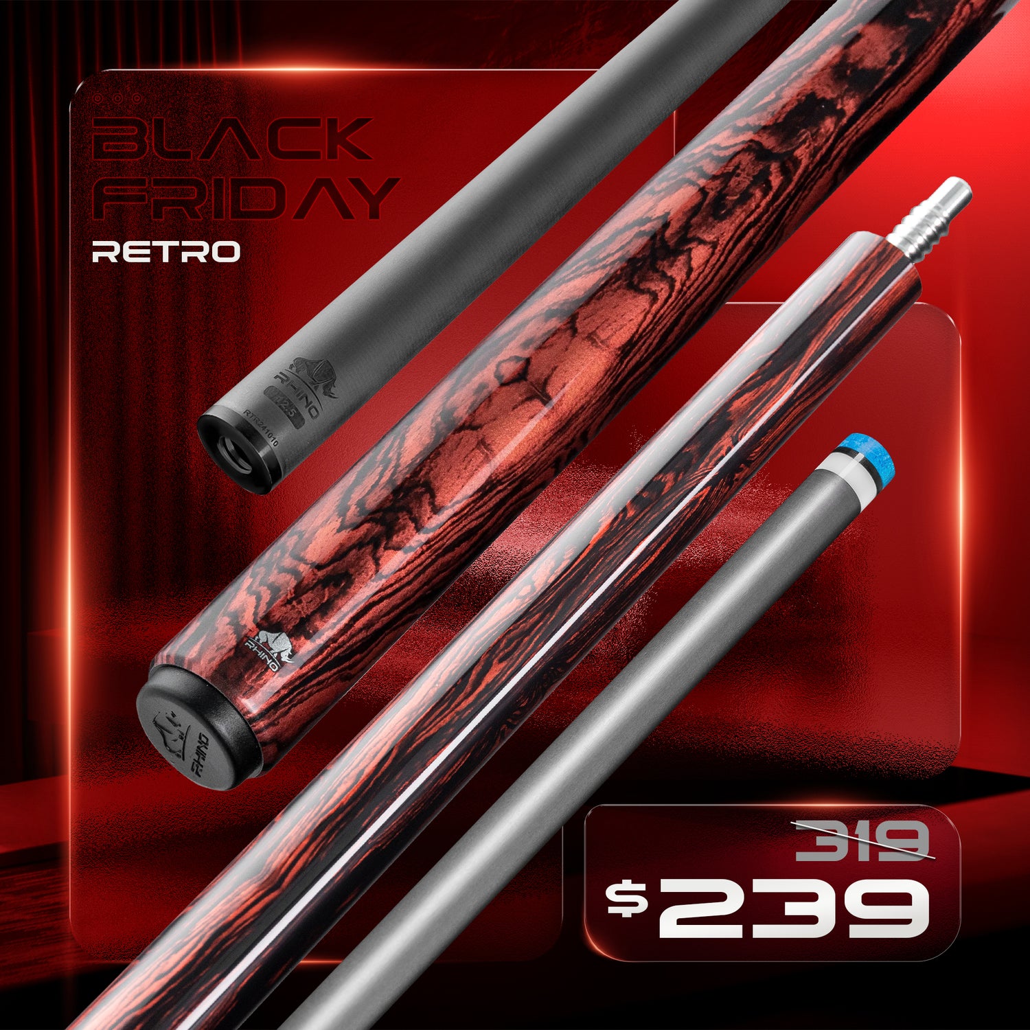 Rhino RETRÔ Pool Cue - Cocobolo - Wrapless