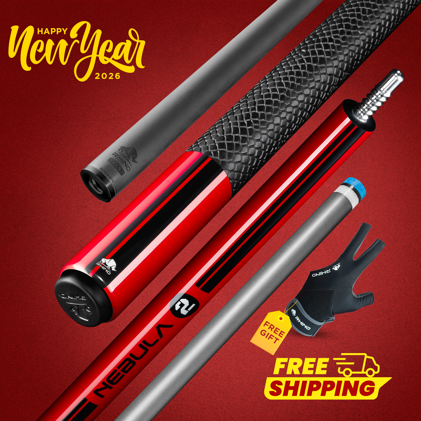 Nebula 2 Pool Cue - Crimson Red - Sport Wrap