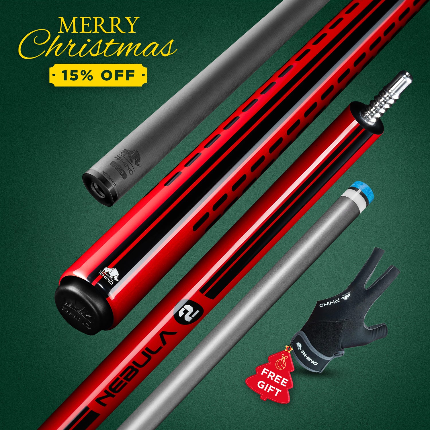 Nebula 2 Pool Cue - Crimson Red - Wrapless