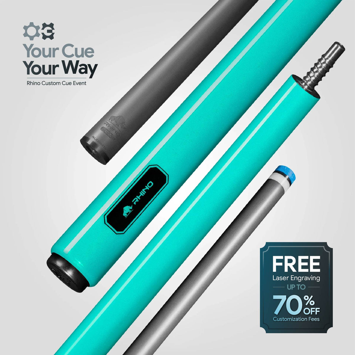 LUMINAX POOL CUE - TROPICAL TURQUOISE