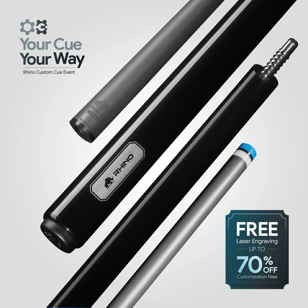 LUMINAX POOL CUE - JET BLACK