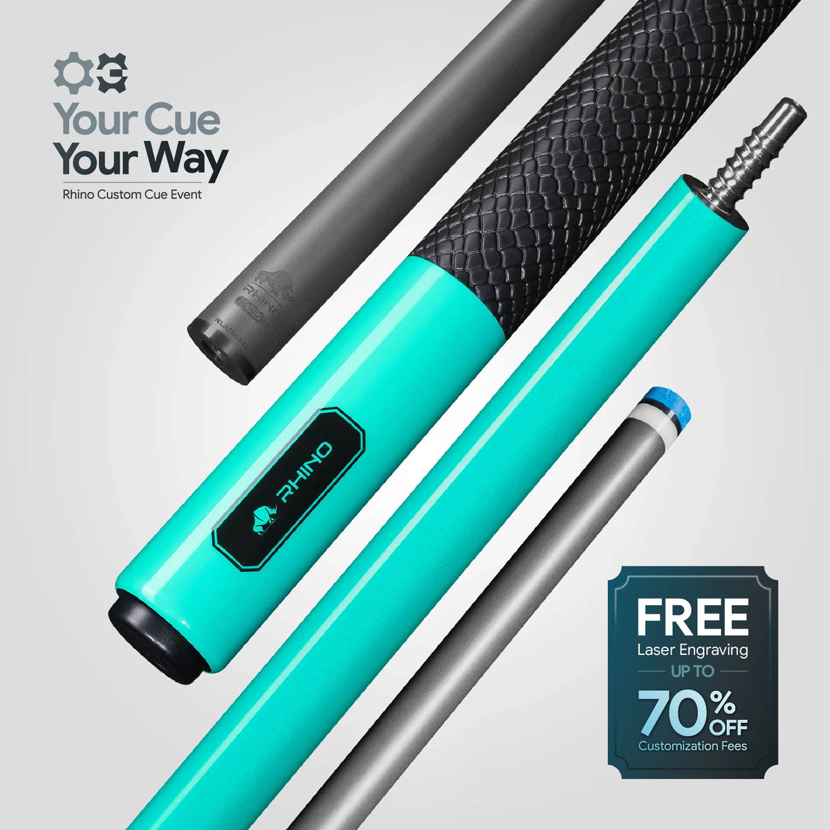 LUMINAX POOL CUE - TROPICAL TURQUOISE - SPORT WRAP