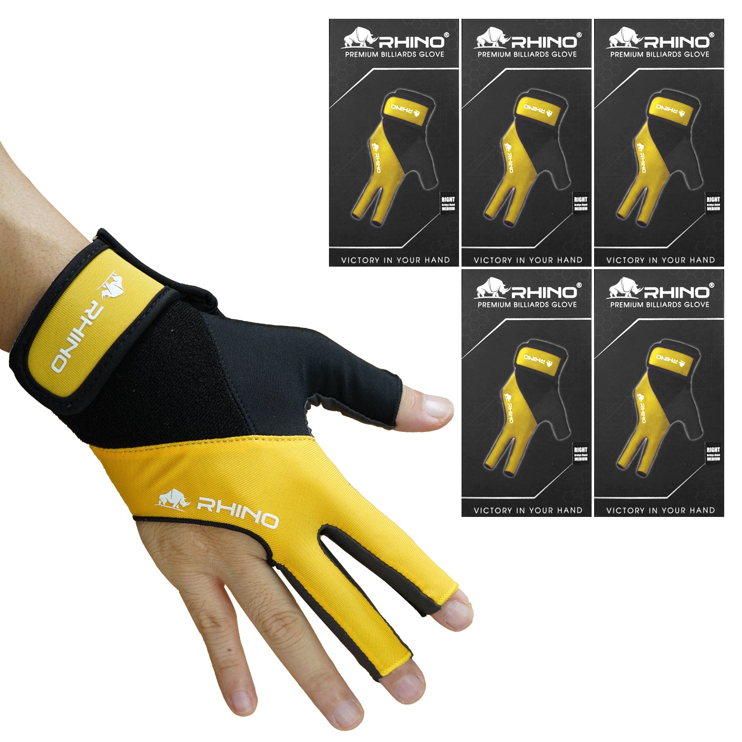 RHINO Billiards Glove Right Hand - Yellow