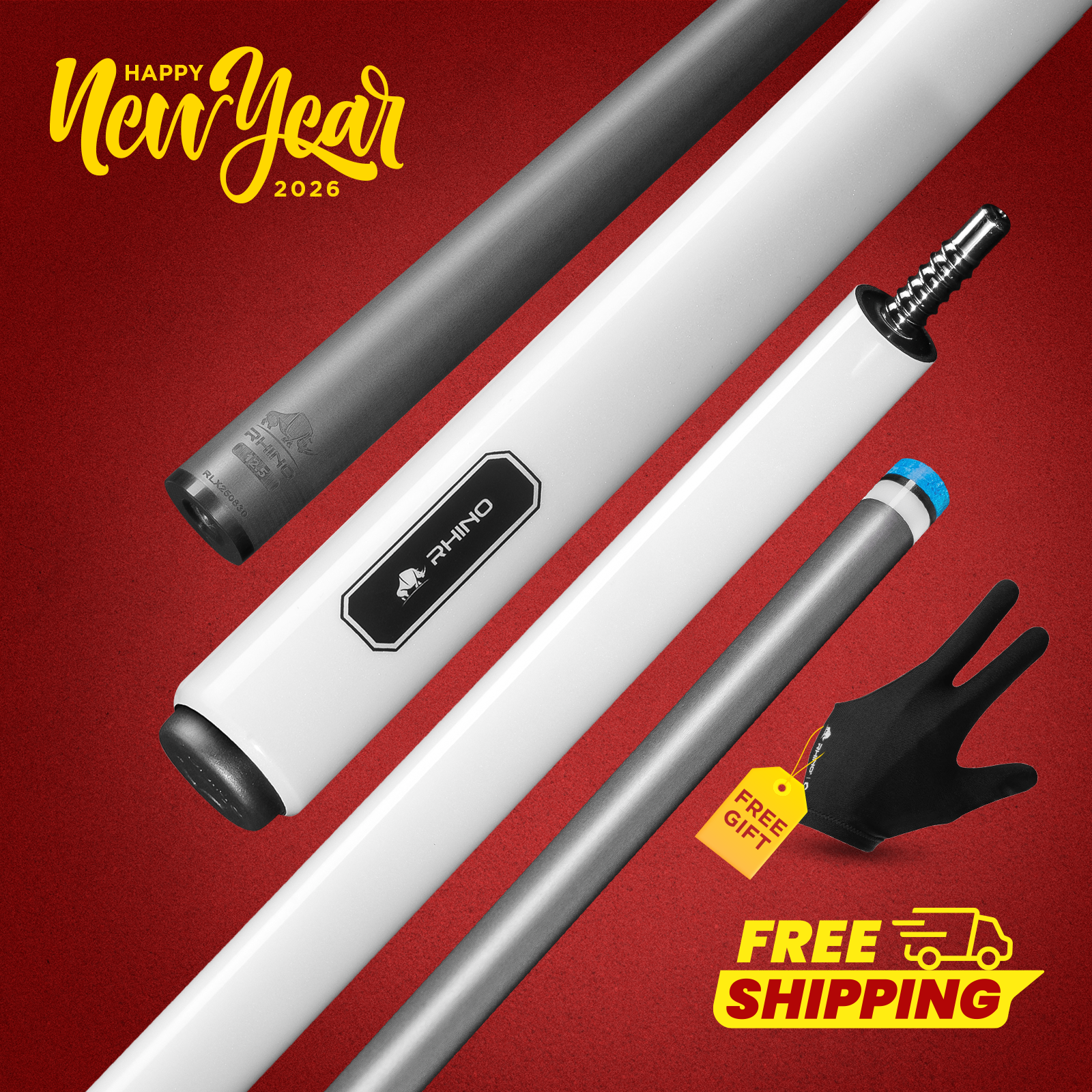 【新品】Rhino GL プールキュー　- ホワイトパール LUMINAX POOL CUE - WHITE PEARL