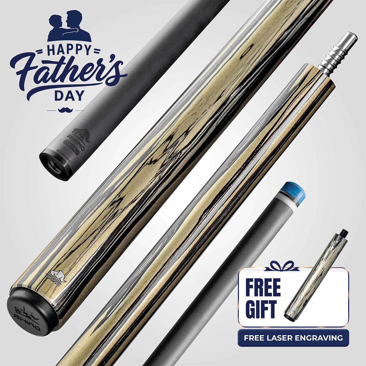 Rhino RETRO Pool Cue - Ebony - Wrapless