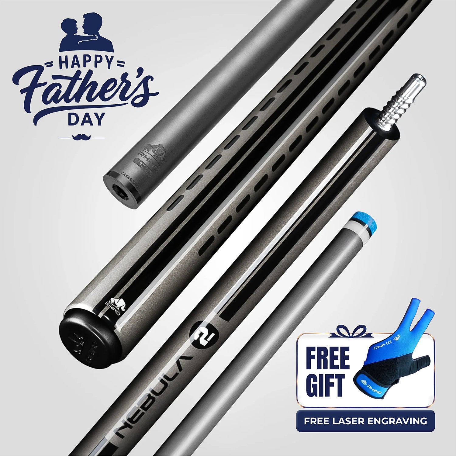※入荷しました 　Rhino NEBULA2 カーボンキュー スポーツ- グレー Nebula 2 Pool Cue - Charcoal Gray - Wrapless