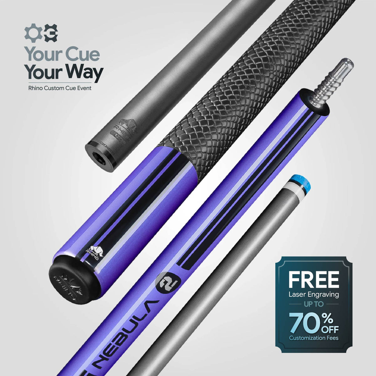 Nebula 2 Pool Cue - Amethyst Purple - Sport Wrap