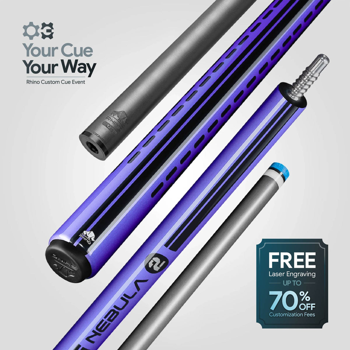 Nebula 2 Pool Cue - Amethyst Purple - Wrapless