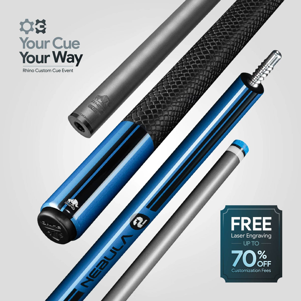 Nebula 2 Pool Cue - Sky Blue - Sport Wrap
