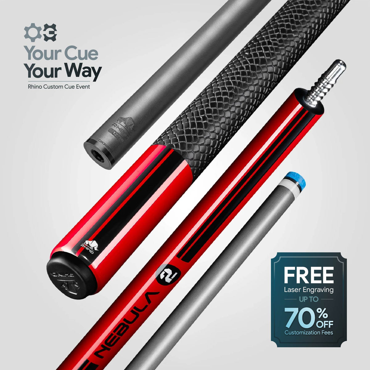Nebula 2 Pool Cue - Crimson Red - Sport Wrap