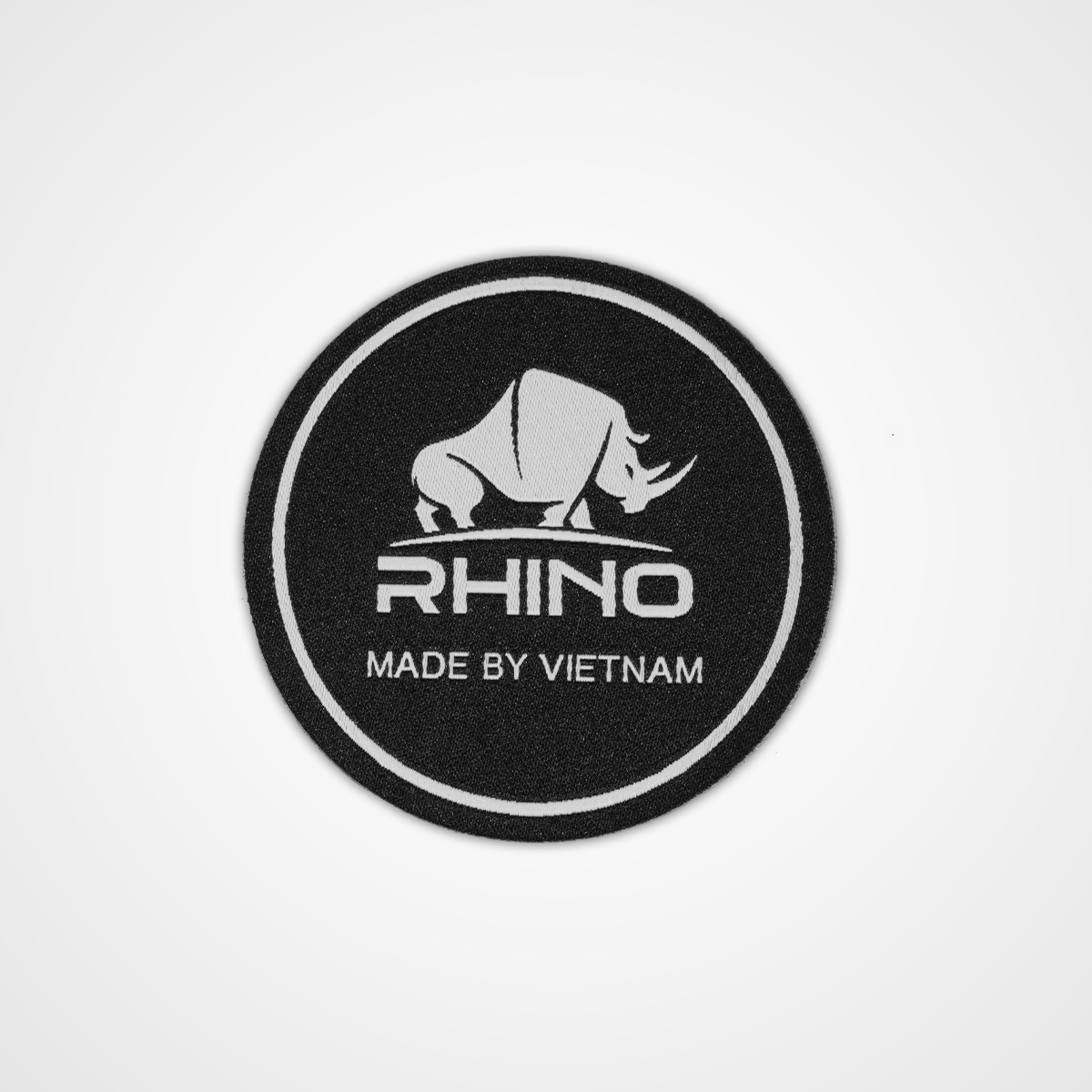 Rhino Embroidered Circle/Rectangle Patch - White - Pack 3