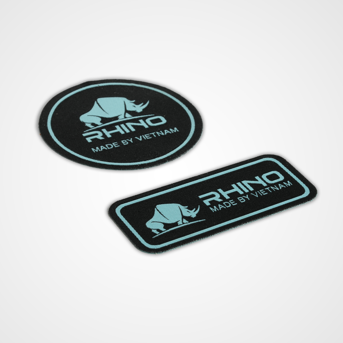 Rhino Embroidered Circle/Rectangle Patch - Blue - Pack 3