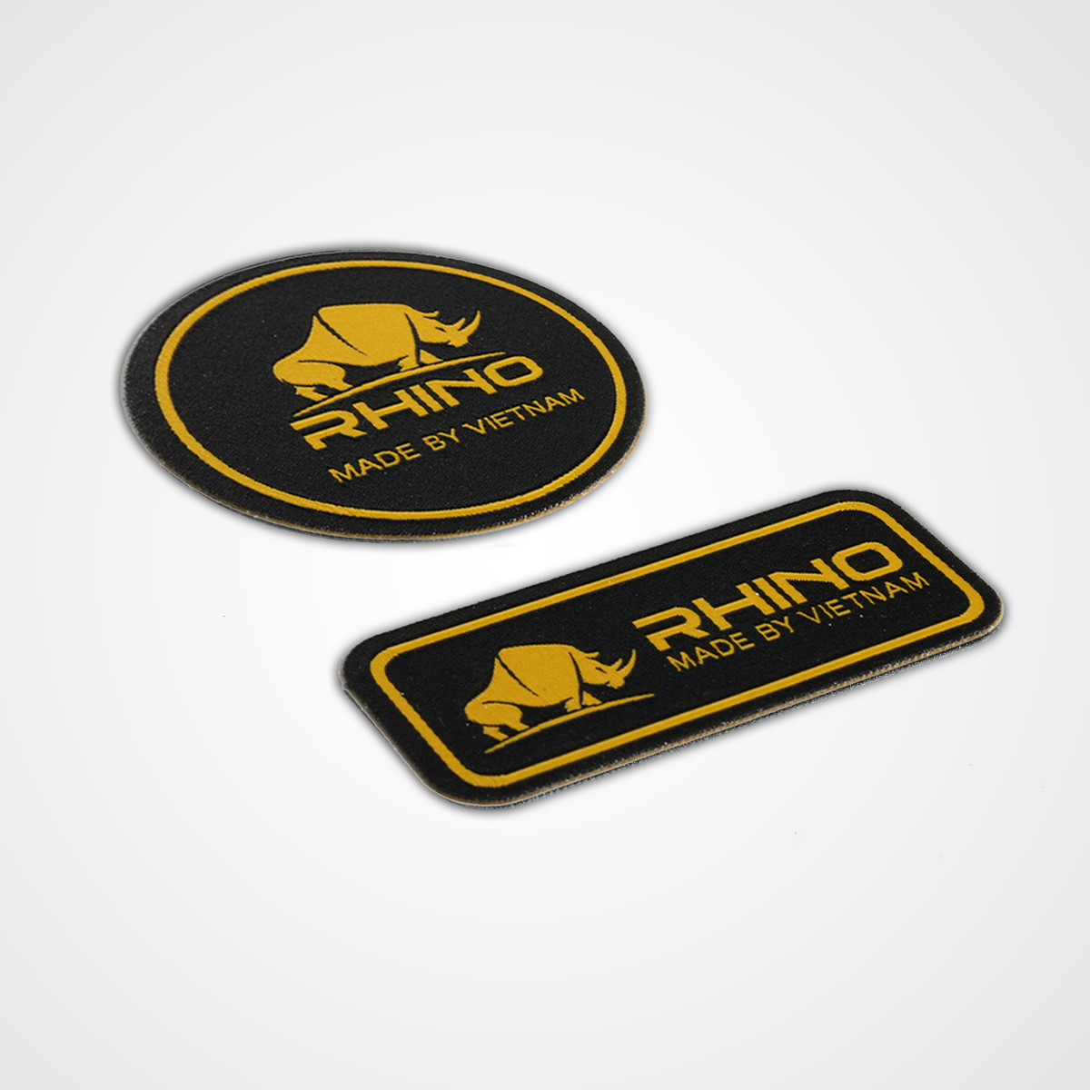 Rhino Embroidered Circle/Rectangle Patch - Yellow - Pack 3