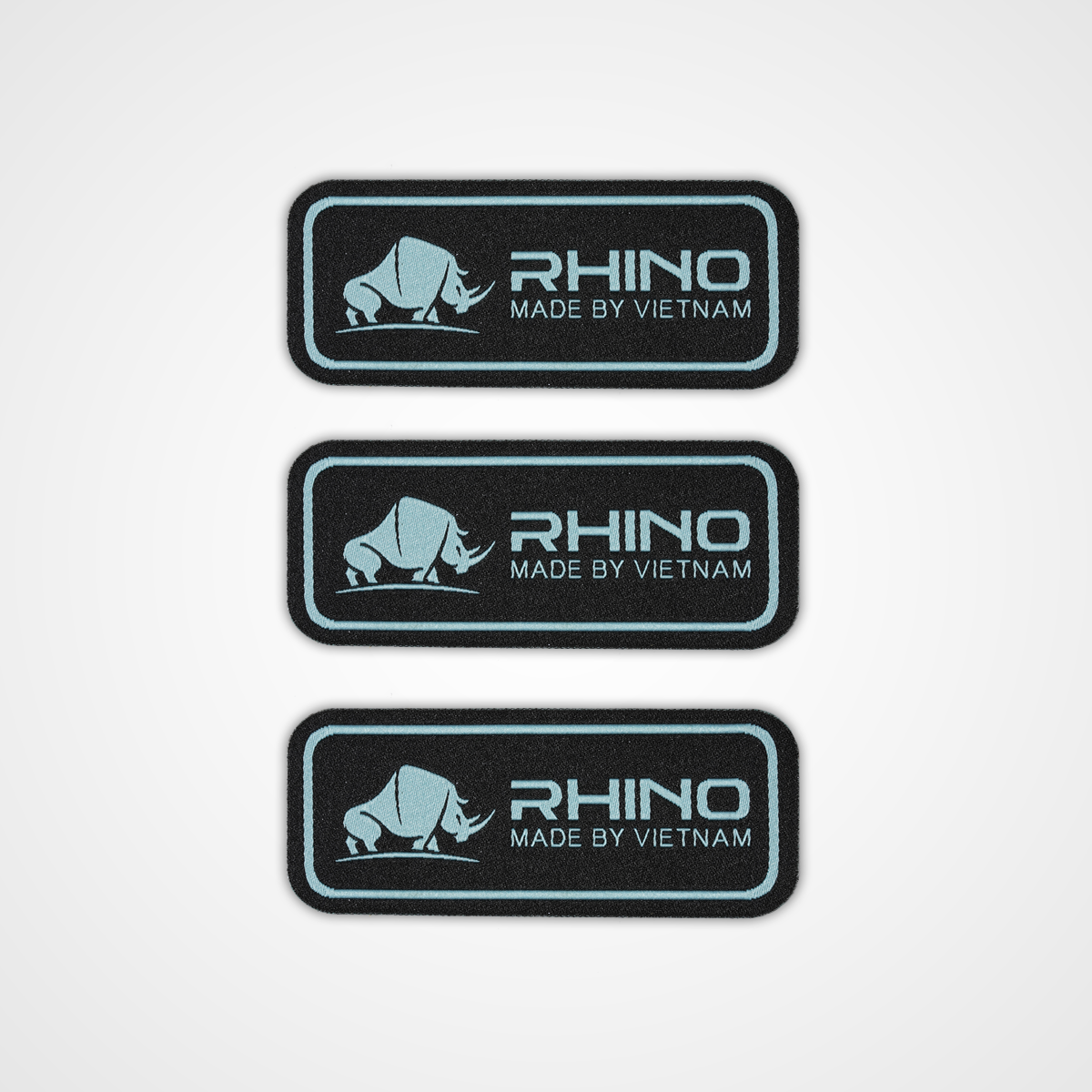 Rhino Embroidered Circle/Rectangle Patch - Blue - Pack 3