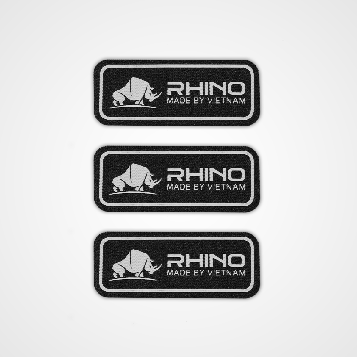Rhino Embroidered Circle/Rectangle Patch - White - Pack 3
