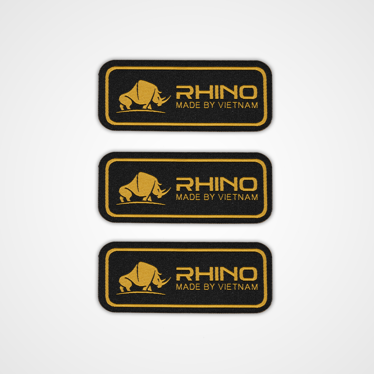 Rhino Embroidered Circle/Rectangle Patch - Yellow - Pack 3