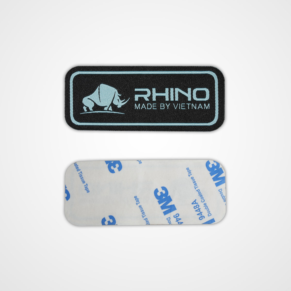 Rhino Embroidered Circle/Rectangle Patch - Blue - Pack 3