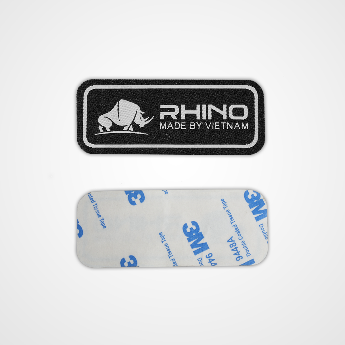 Rhino Embroidered Circle/Rectangle Patch - White - Pack 3