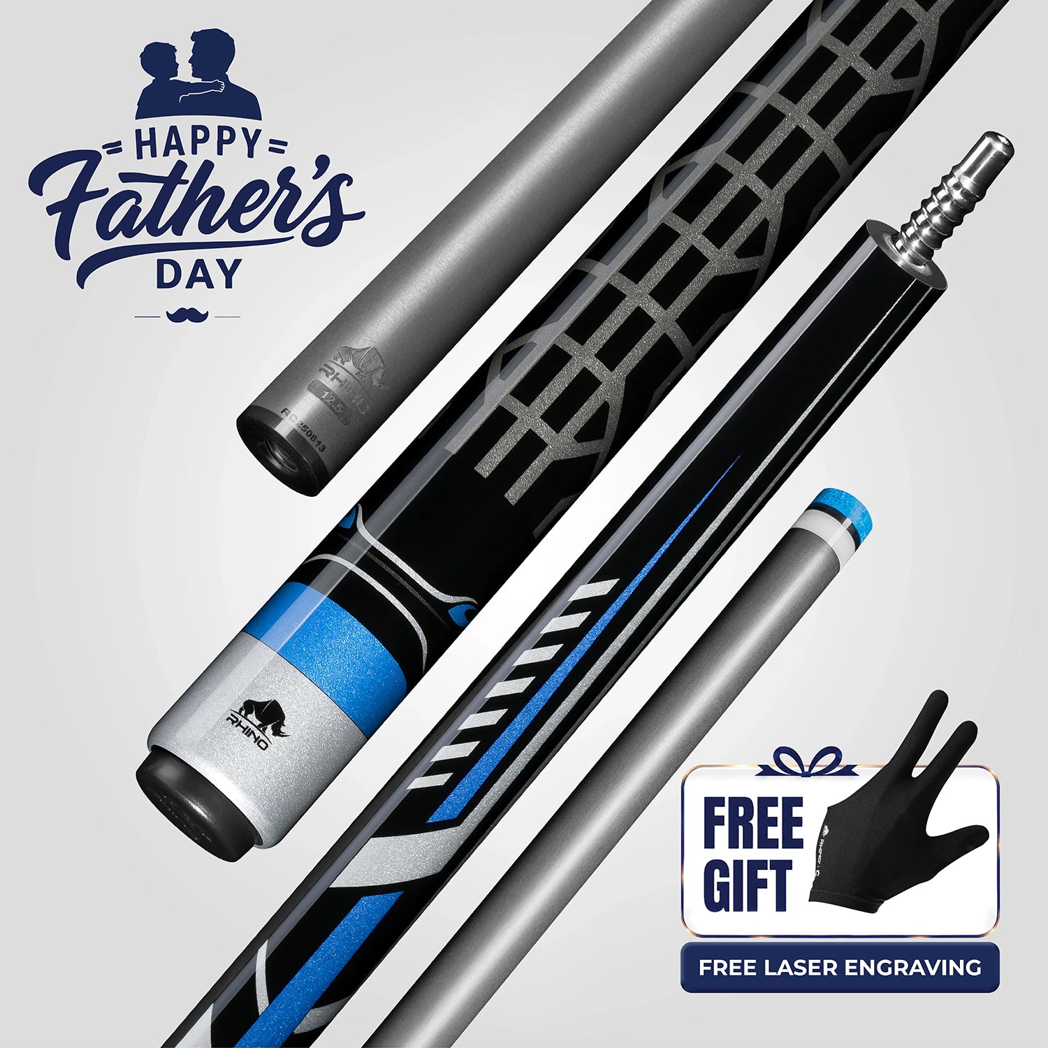 RHINO RACING POOL CUE - VELOCITY BLUE