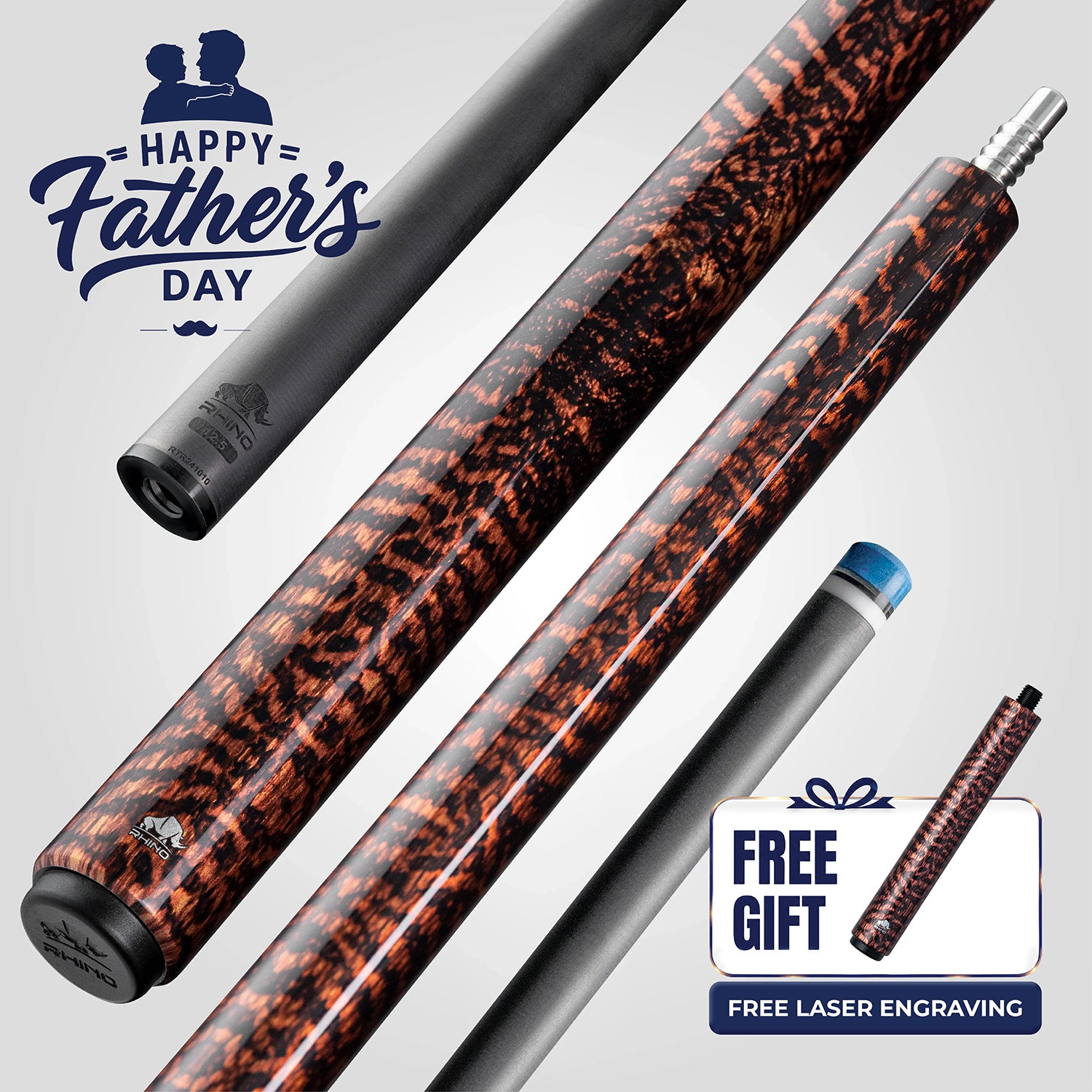 Rhino RETRÔ Pool Cue - Snake - Wrapless