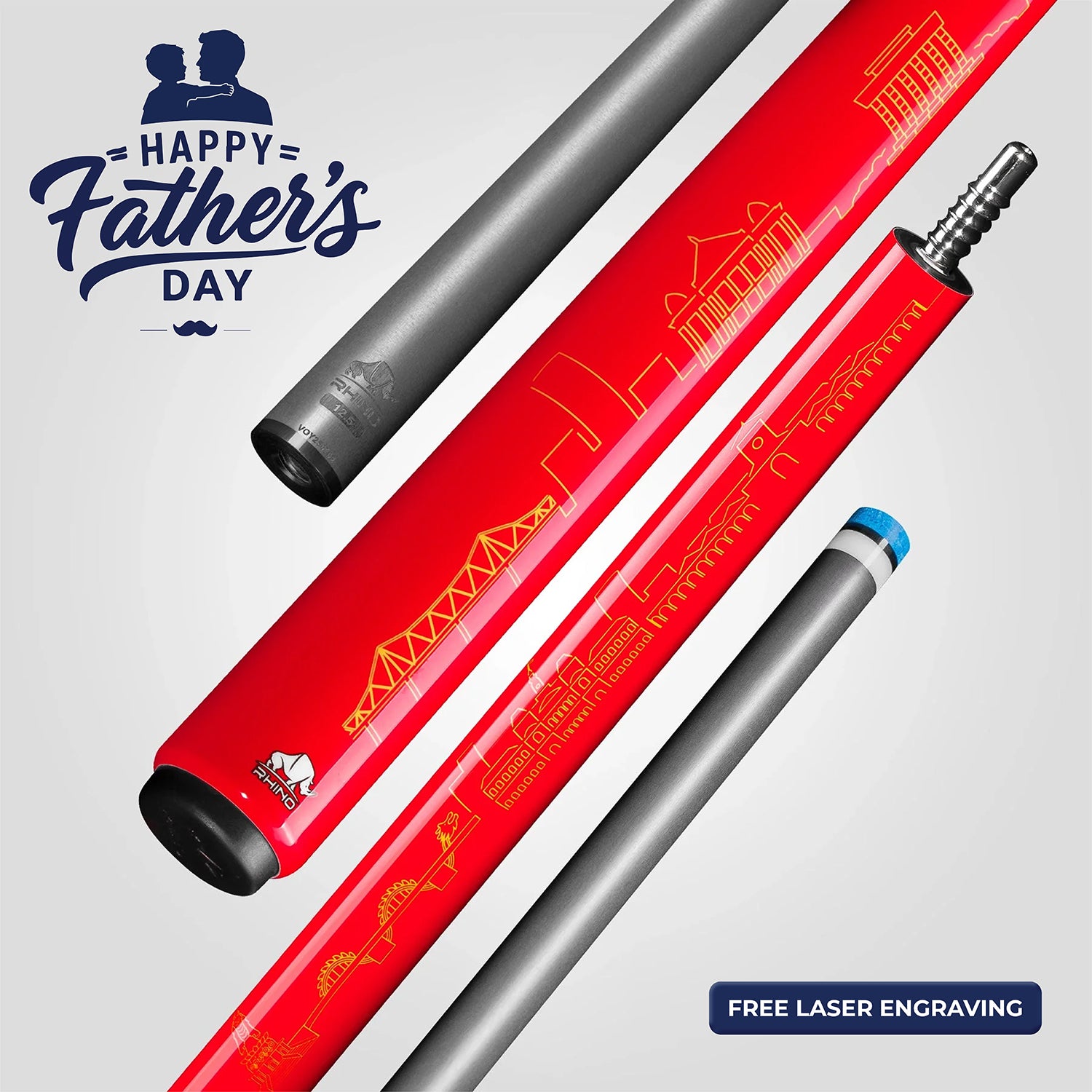 VOYAGER VIETNAM POOL CUE - RED - WRAPLESS