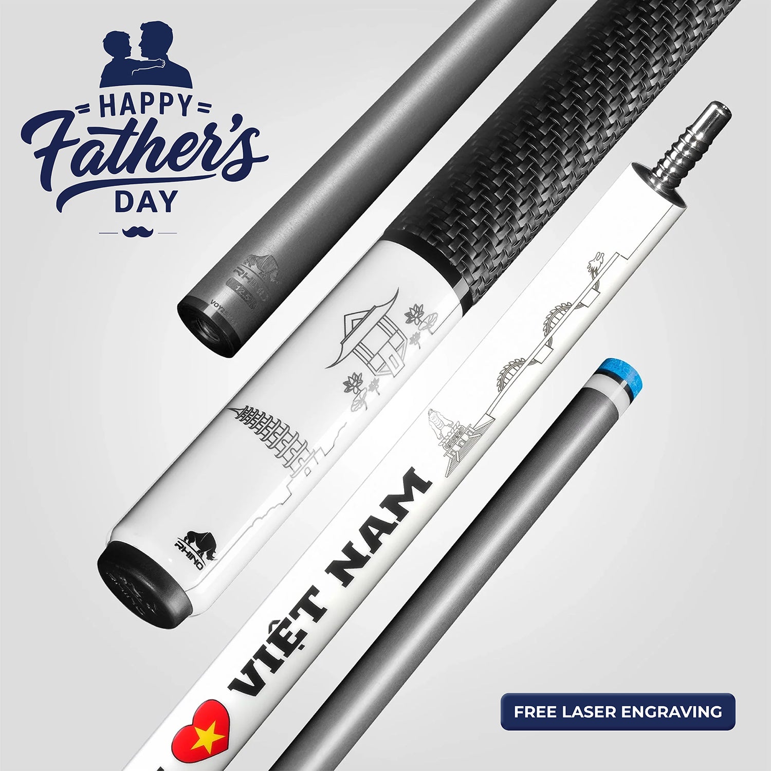 VOYAGER VIETNAM POOL CUE - WHITE - SPORT WRAP