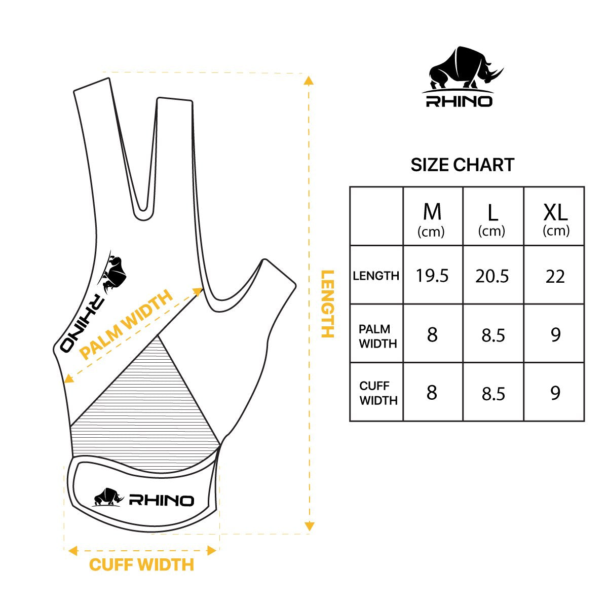 RHINO Billiards Glove Left Hand - Yellow