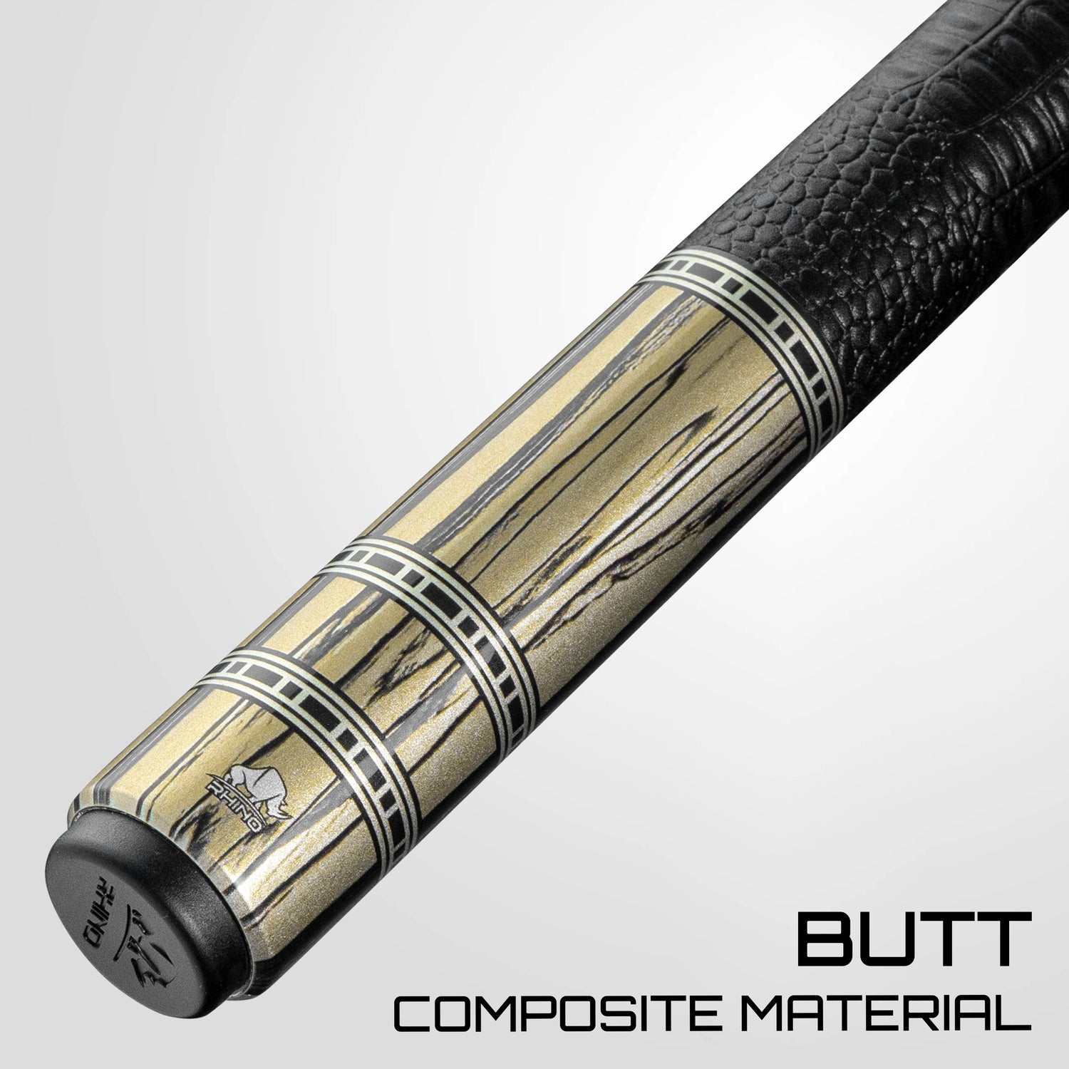 Rhino RETRÔ Pool Cue - Pale Moon Ebony - Crocodile Embossed Microfiber Leather Wrap