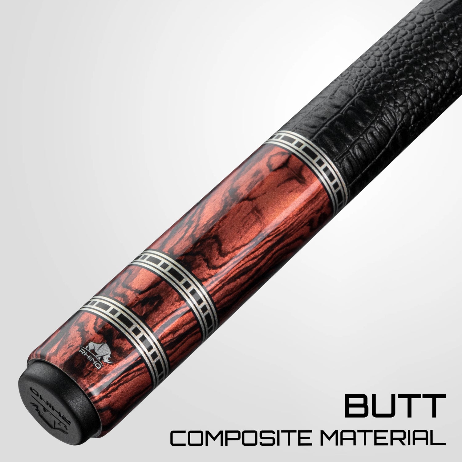 Rhino RETRÔ Pool Cue - Cocobolo - Crocodile Embossed Microfiber Leather Wrap