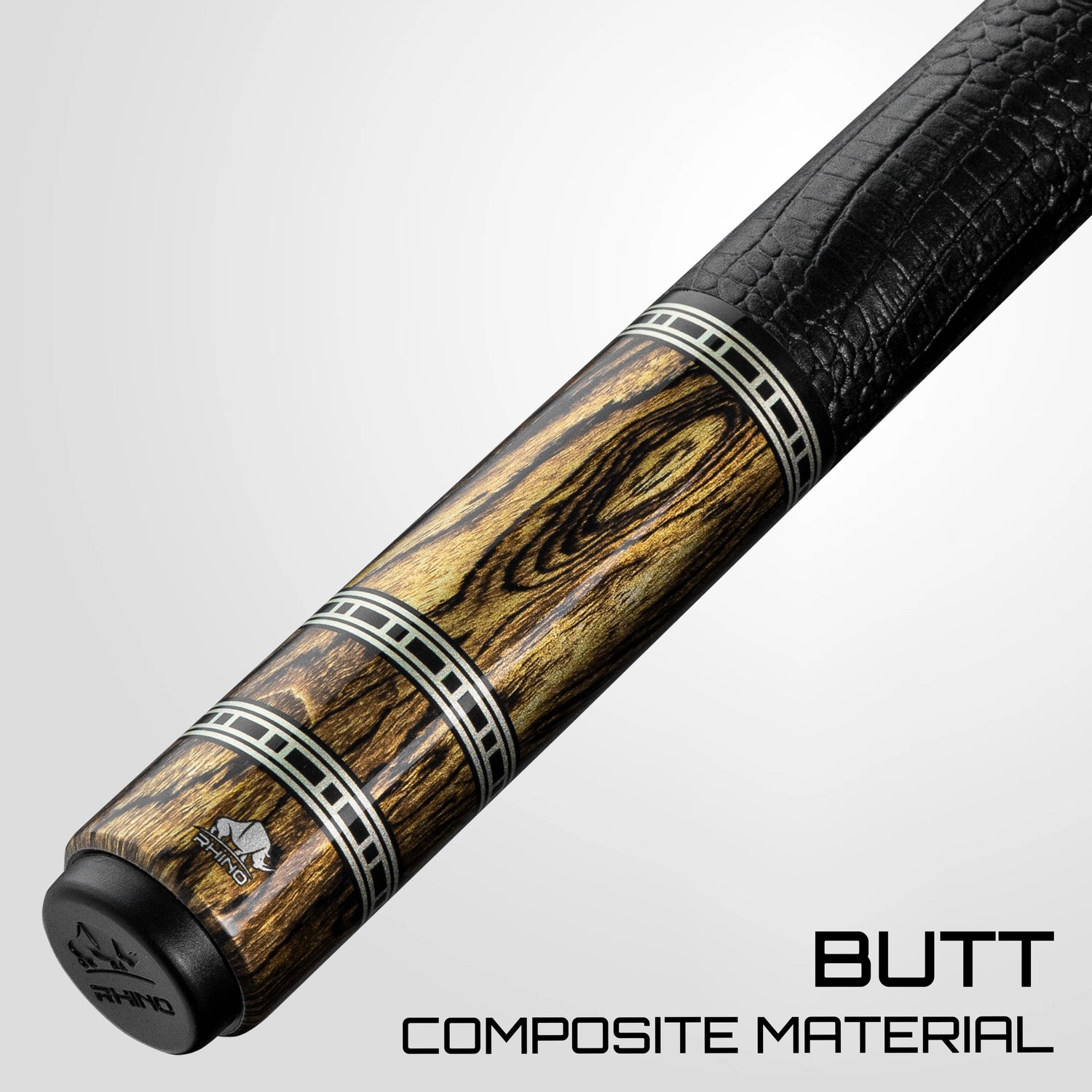 Rhino RETRÔ Pool Cue - Bocote - Crocodile Embossed Microfiber Leather Wrap