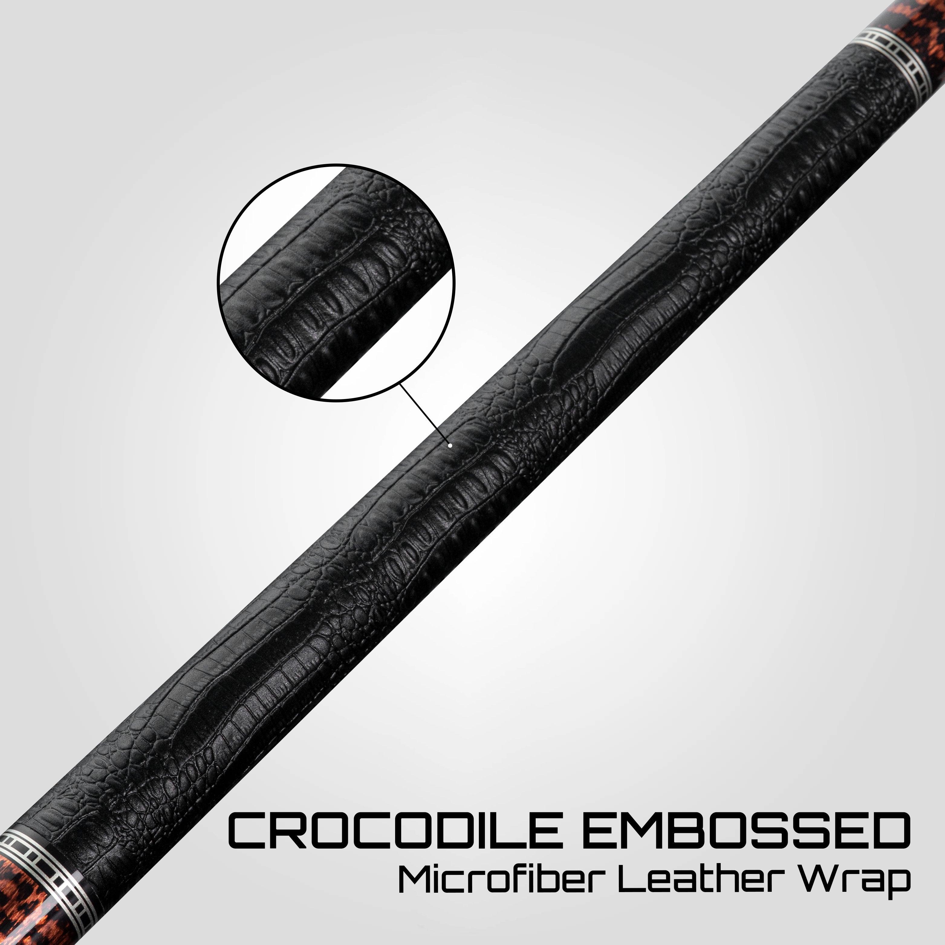 Rhino RETRÔ Pool Cue - Snake - Crocodile Embossed Microfiber