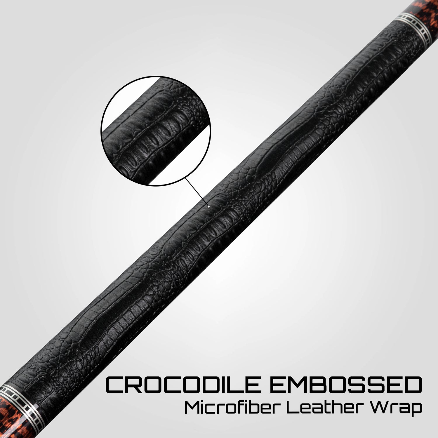 Rhino RETRÔ Pool Cue - Snake - Crocodile Embossed Microfiber Leather Wrap