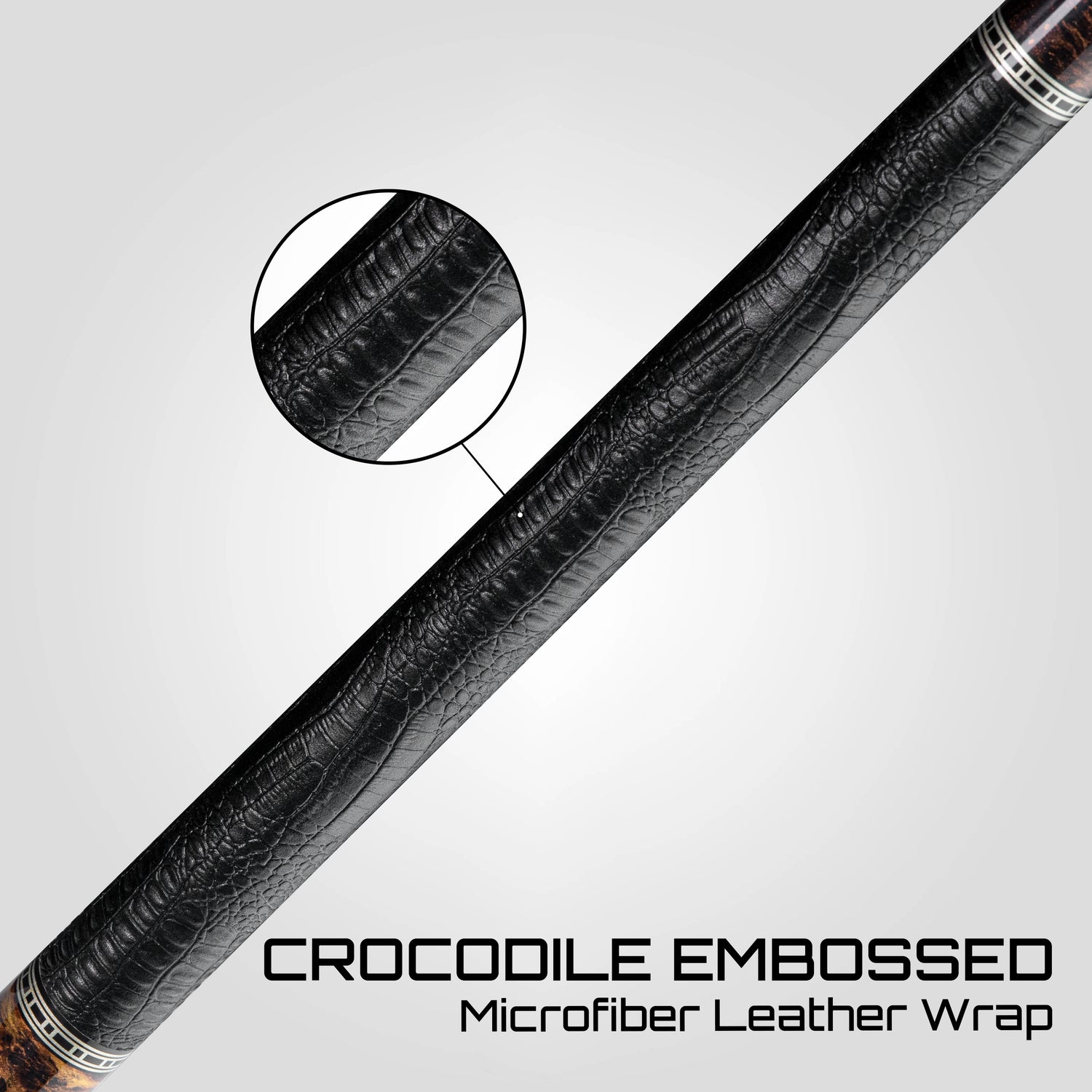 Rhino RETRÔ Pool Cue - Thuya - Crocodile Embossed Microfiber Leather Wrap