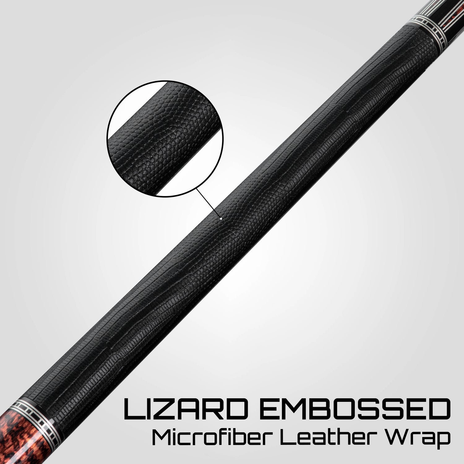 Rhino RETRÔ Pool Cue - Snake - Lizard Embossed Microfiber Leather Wrap & Point