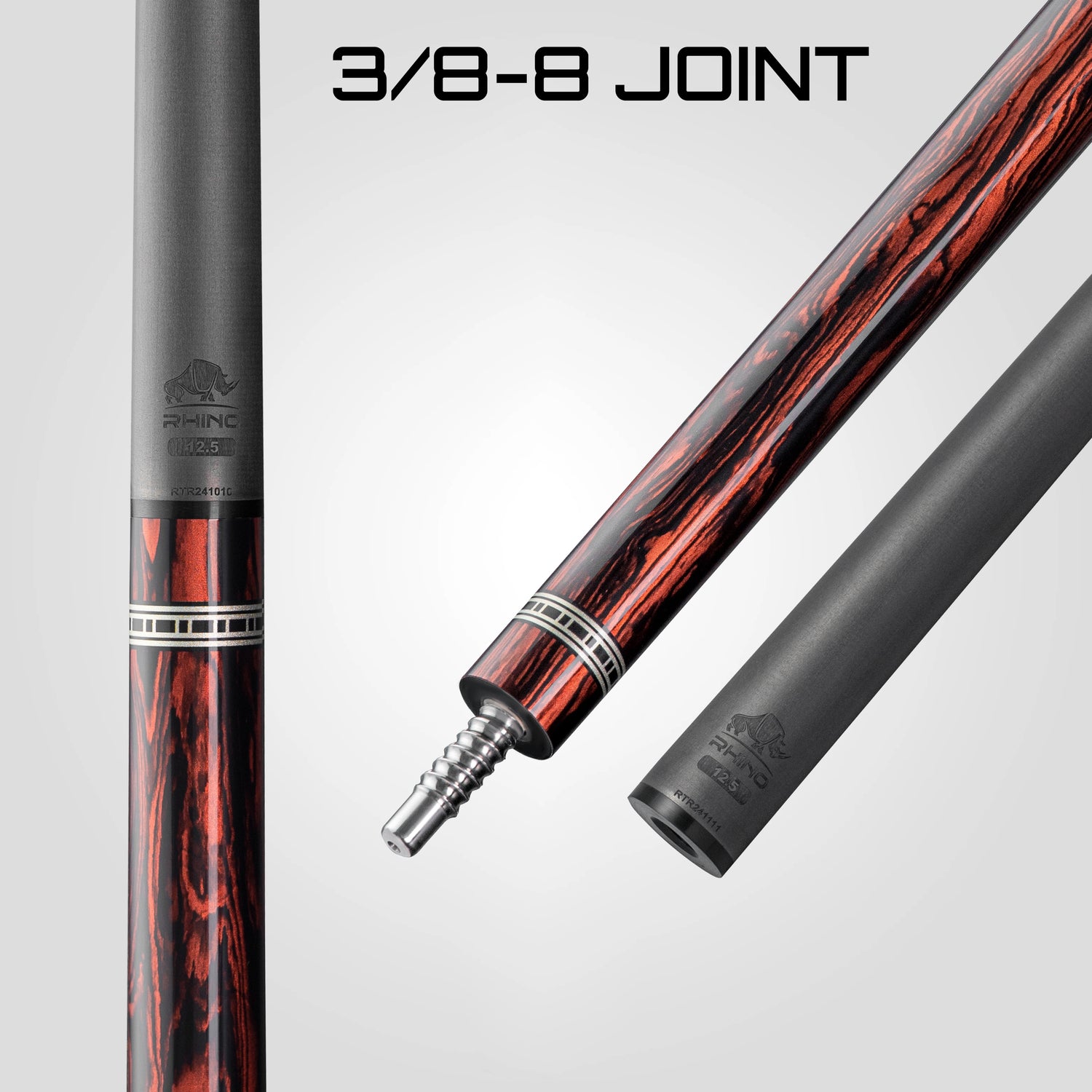 Rhino RETRÔ Pool Cue - Cocobolo - Crocodile Embossed Microfiber Leather Wrap