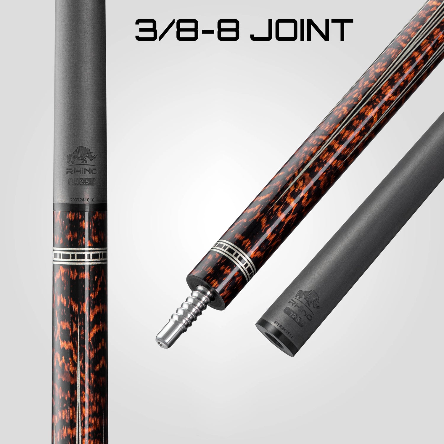 Rhino RETRÔ Pool Cue - Snake - Lizard Embossed Microfiber Leather Wrap & Point