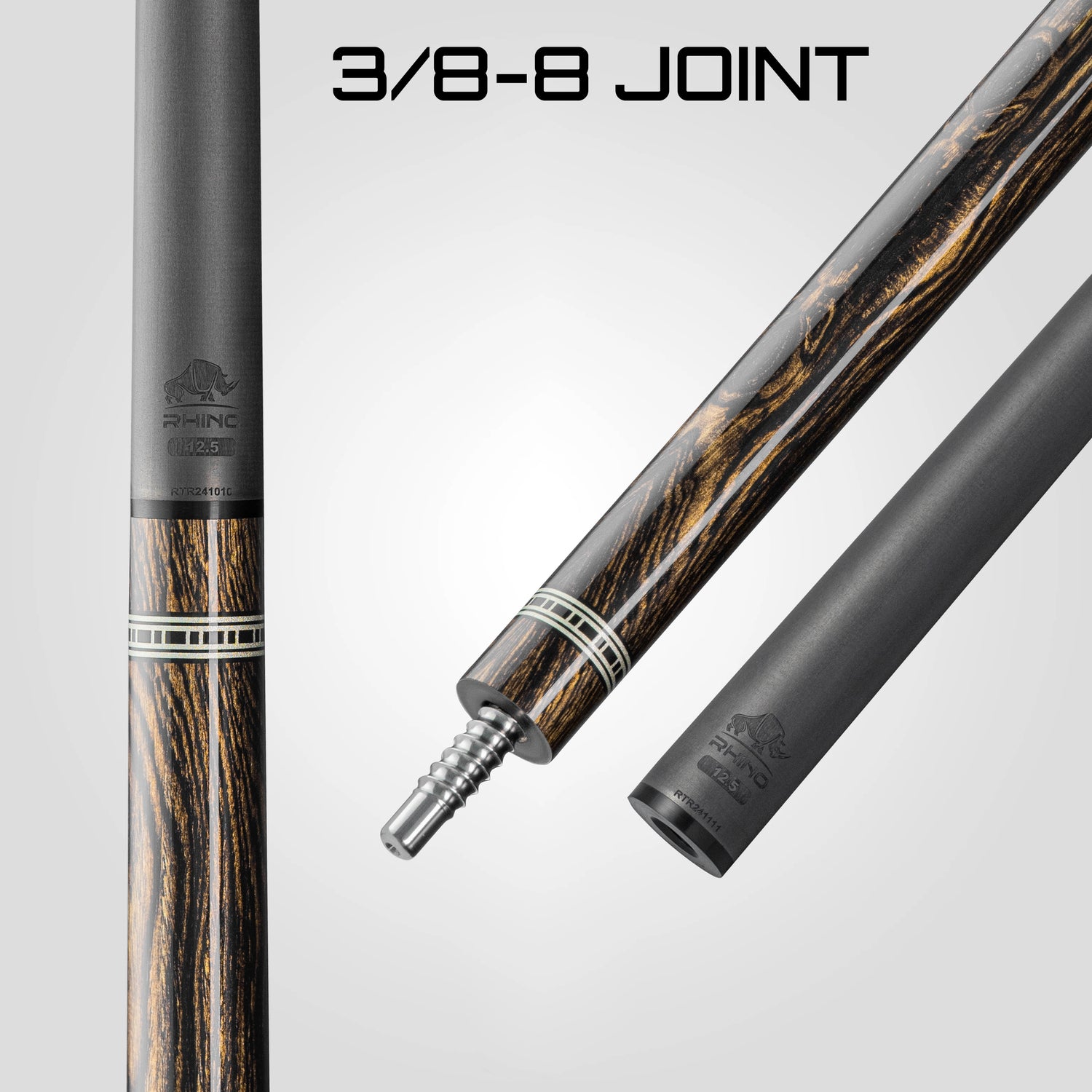 Rhino RETRÔ Pool Cue - Bocote - Crocodile Embossed Microfiber Leather Wrap