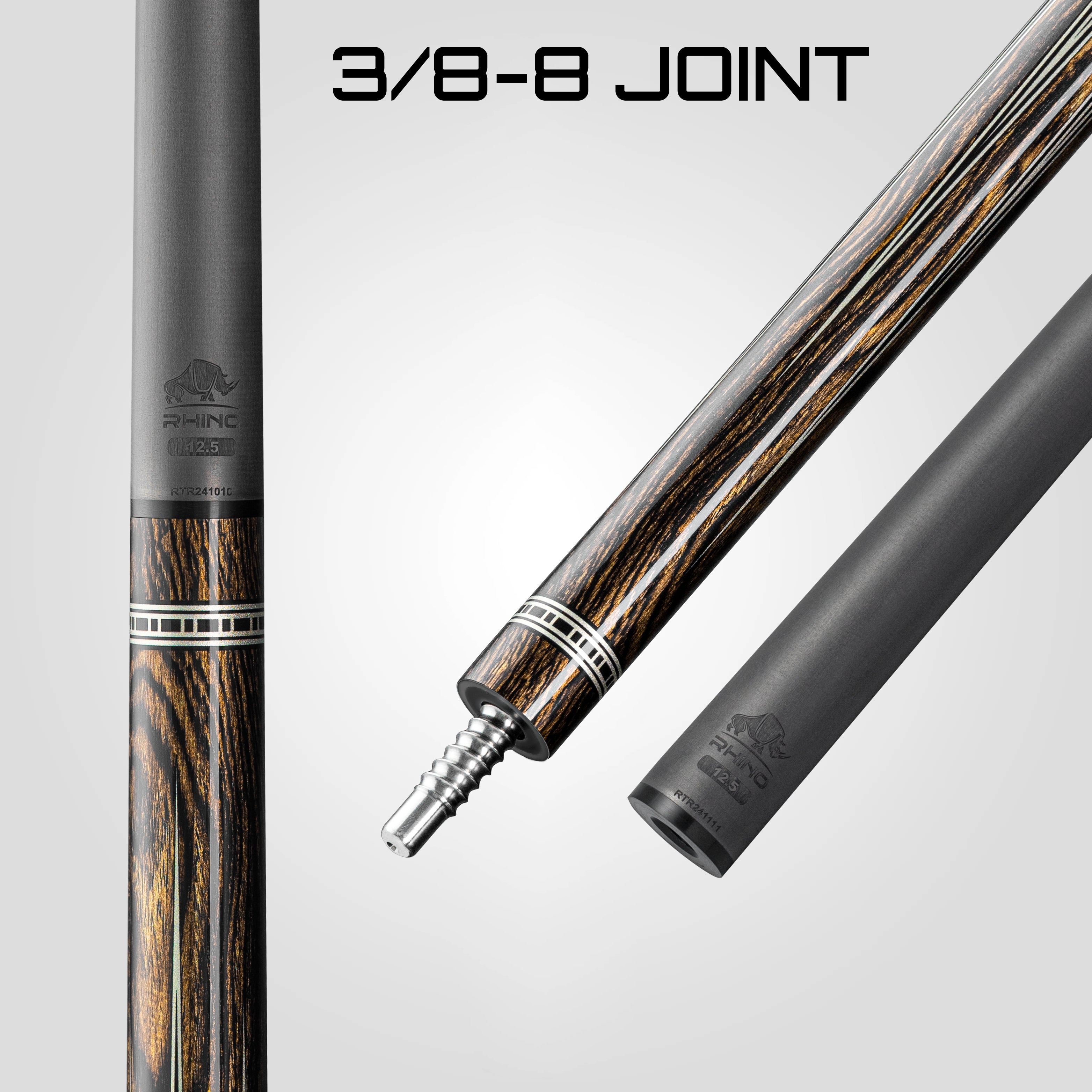 【新品】【Rhino】レトロ カーボン プールキュー ボコテ ラップレス Rhino RETRÔ Pool Cue - Bocote - Lizard Embossed Microfiber