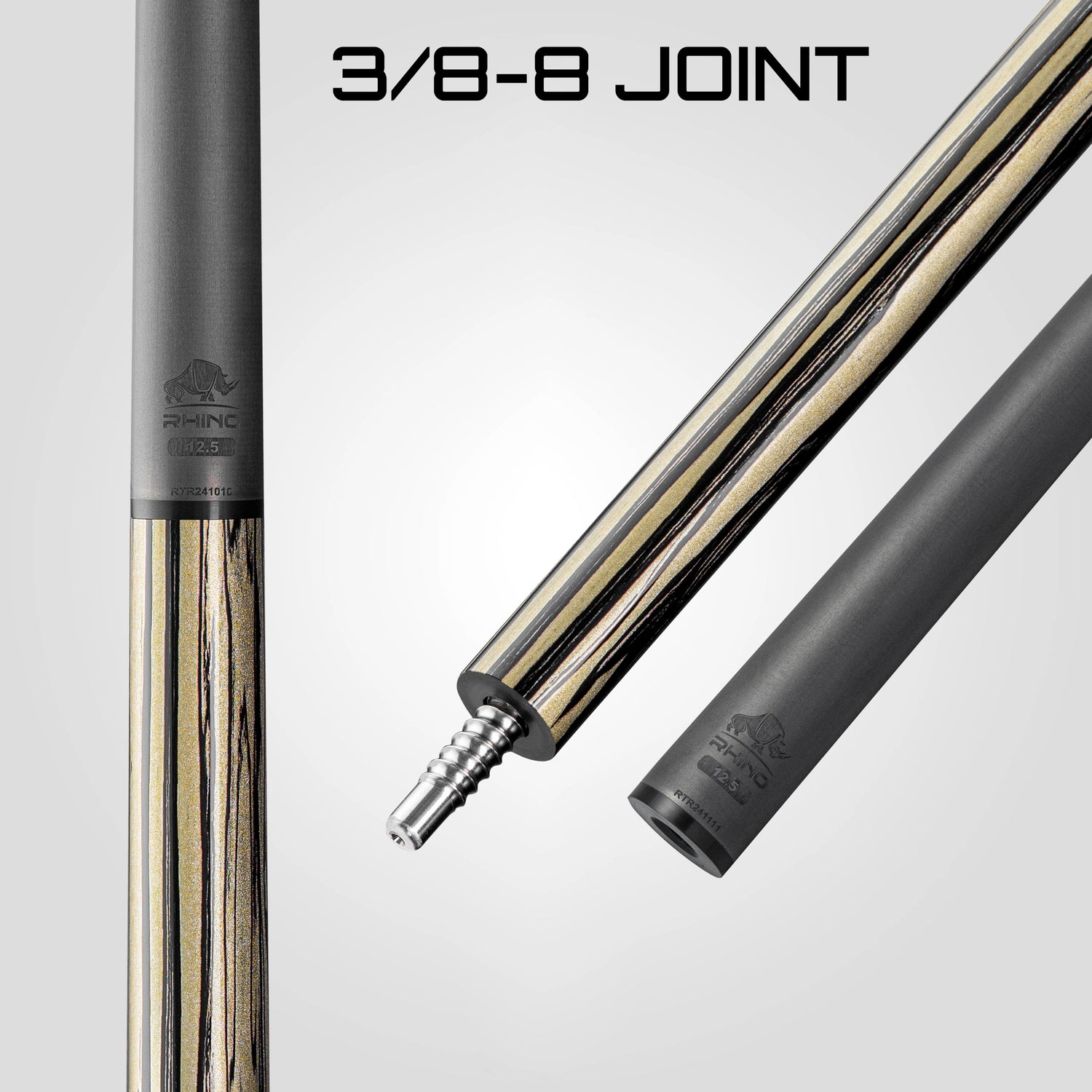 Rhino RETRÔ Pool Cue - Pale Moon Ebony - Wrapless