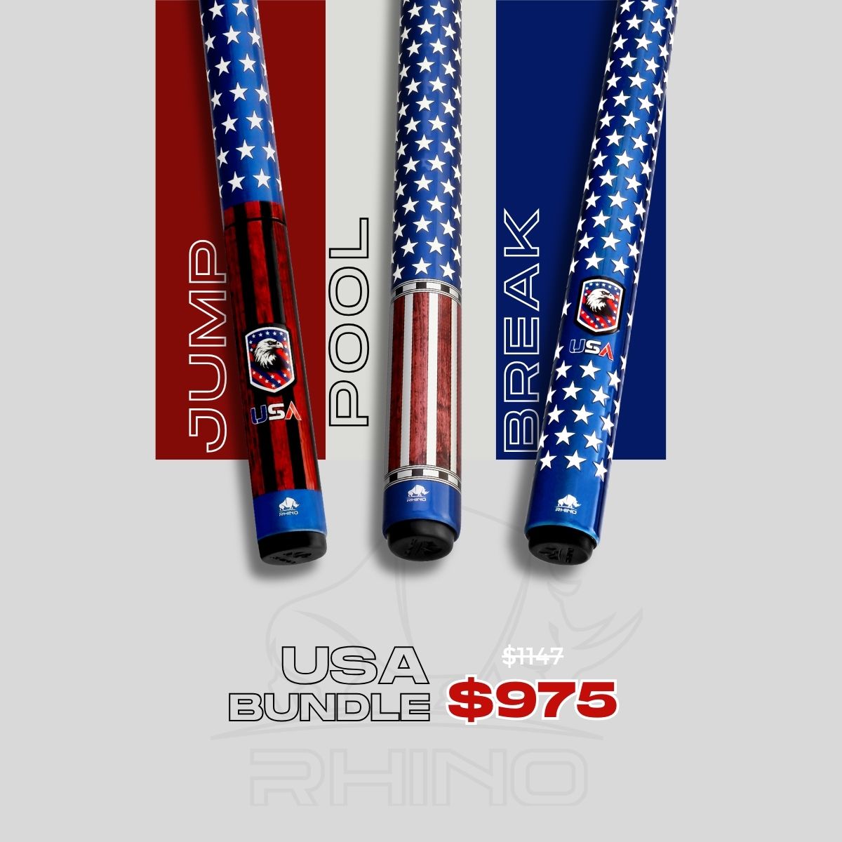 USA COMBO: Pool Cue + Jump Cue + Break Cue